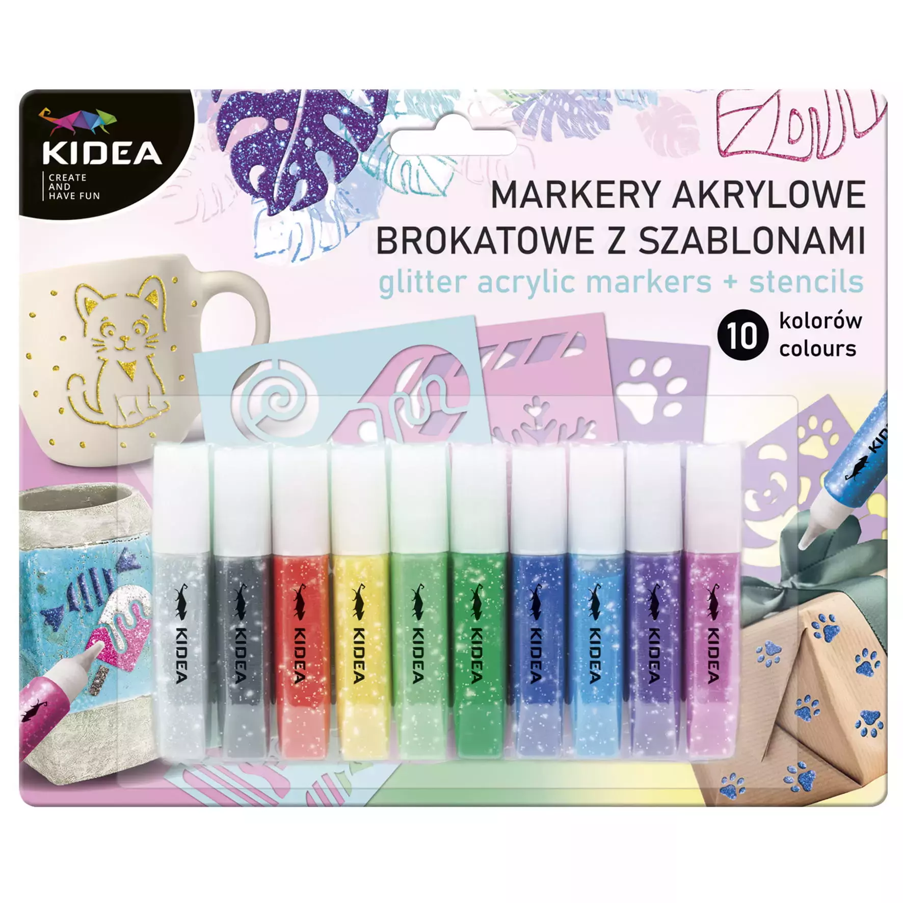 Marker Akryl Brok 10 kolorów Szablony Derform Kidea B/c - Papiernicze i szkolne