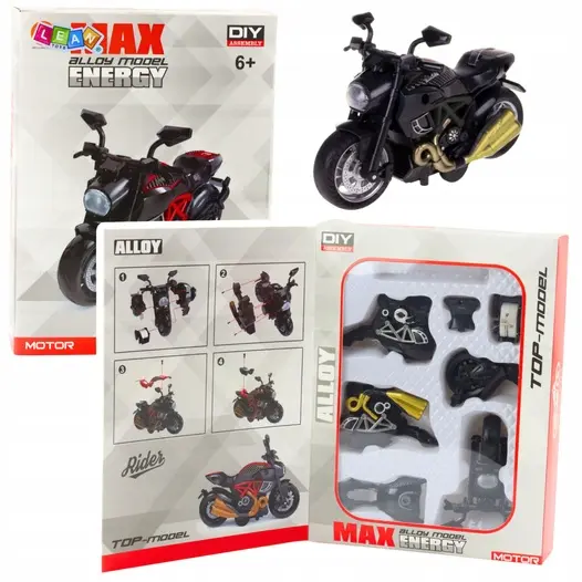 Motocykl Do Składania Skręcania Metal 1:14 DIY Czarny Złote Elementy - Zabawki