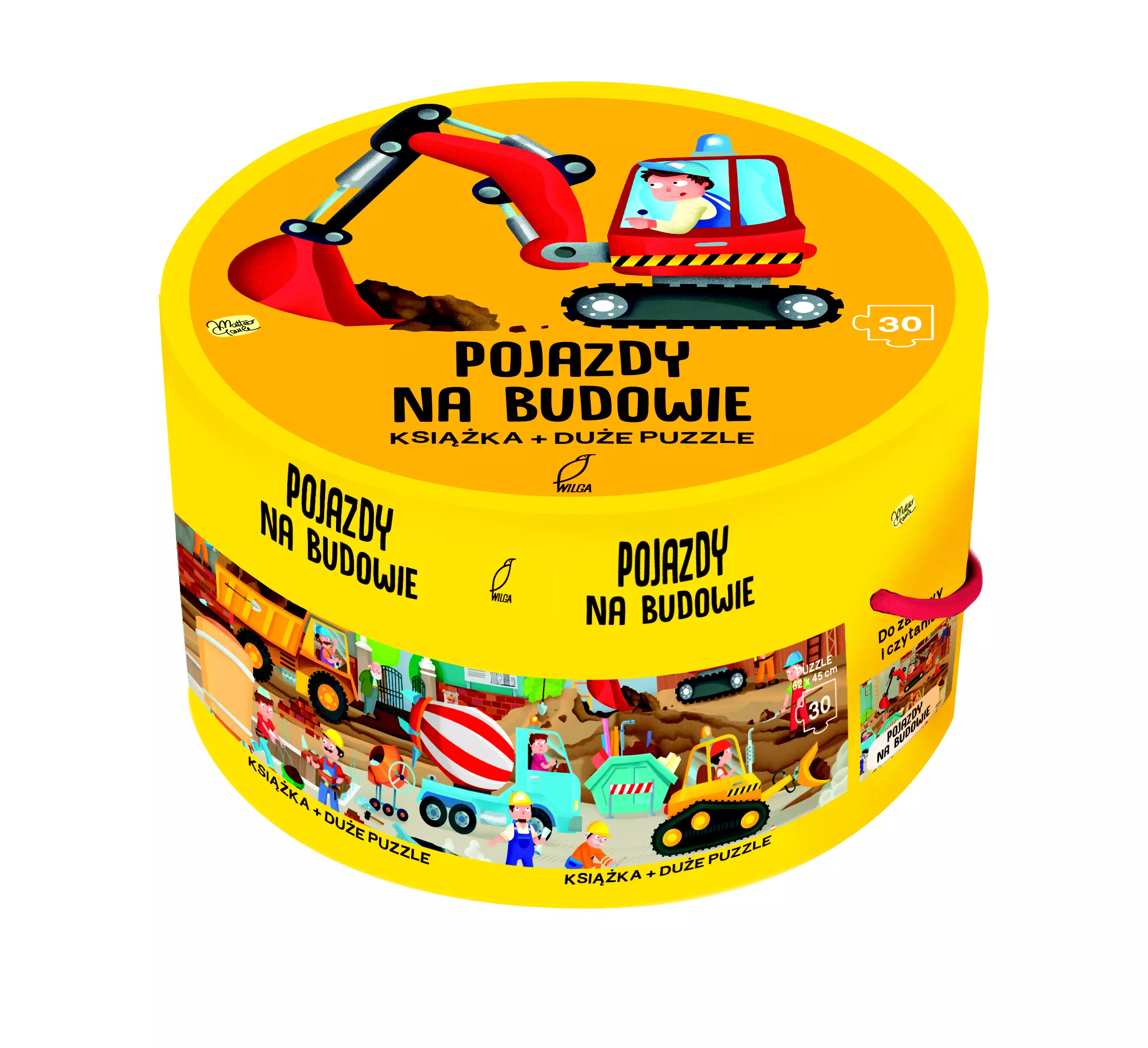 Pojazdy na budowie. Książka z dużymi puzzlami w pudełku - Puzzle