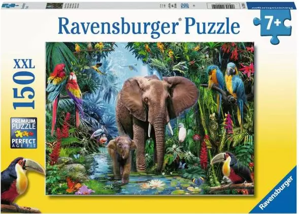 Puzzle XXL 150 elementów. Słonie w dżungli - Puzzle