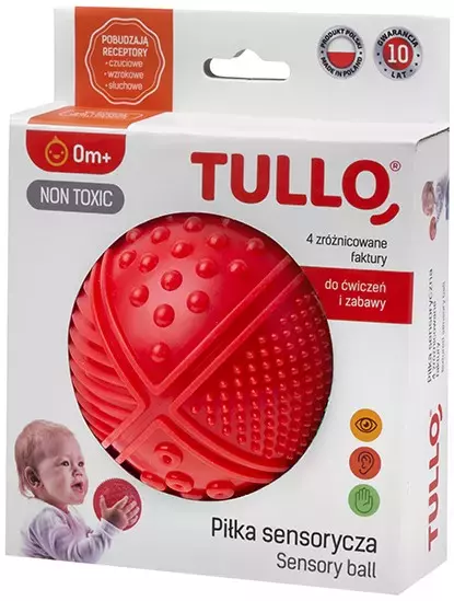 Piłka sensoryczna z 4 fakturami, czerwona - Zabawki