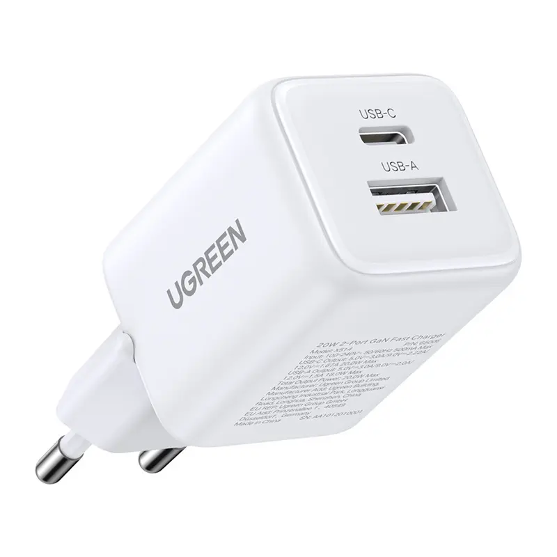 Ładowarka sieciowa Ugreen X514 USB + USB-C, GaN, 20W (biała) - Elektronika i akcesoria