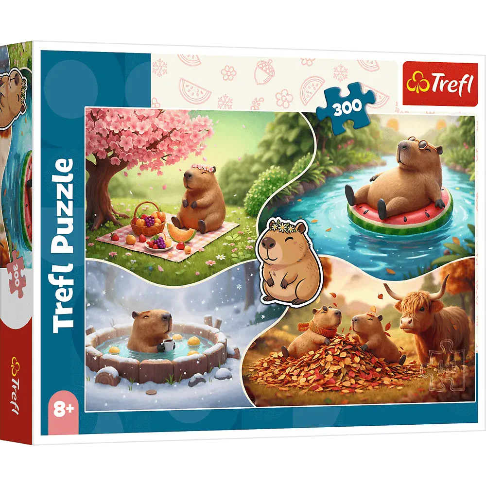 Puzzle 300 elementów. Cztery pory roku z kapibarami - Puzzle
