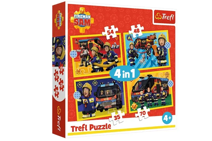 PUZZLE 4w1 Strażak na sygnale /Strażak Sam 34348 - Zabawki