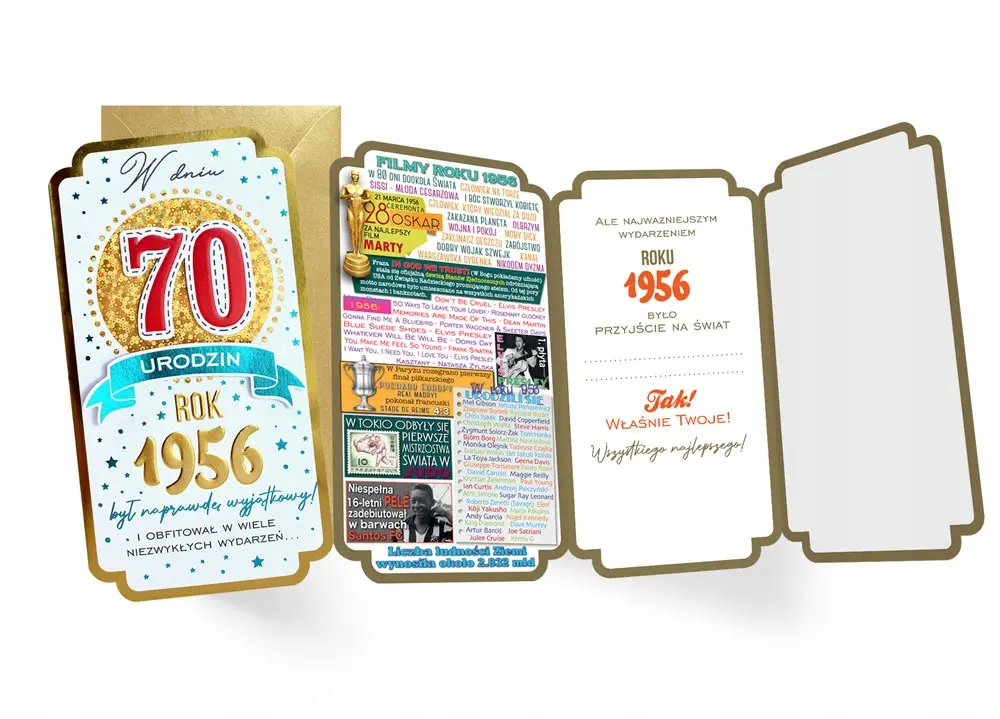 Karnet 70 urodziny 70-tka rocznik 1956 - Papiernicze i szkolne