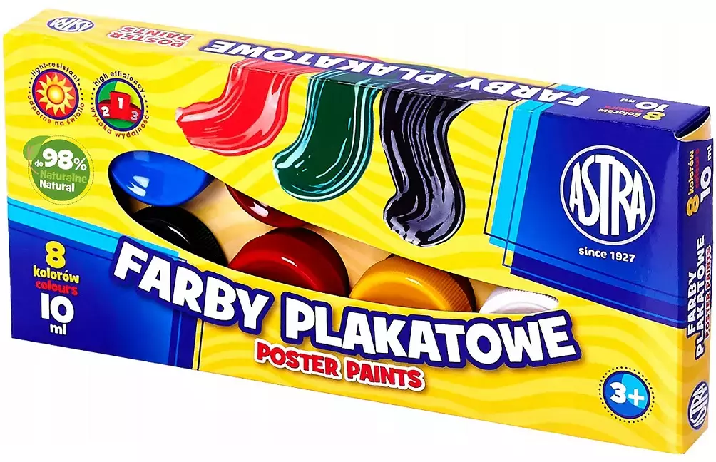 Farby plakatowe, 8 kolorów - Papiernicze i szkolne