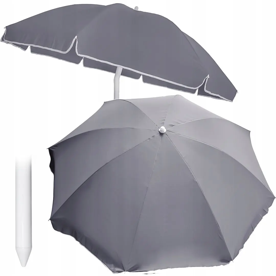 Parasol polyester tkanina 240cm, 8 drutów, łamany, szary - Elektronika i akcesoria