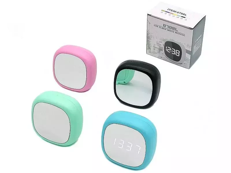 Zegar budzik z LED 7,5x7,5x4cm MIX - Zabawki