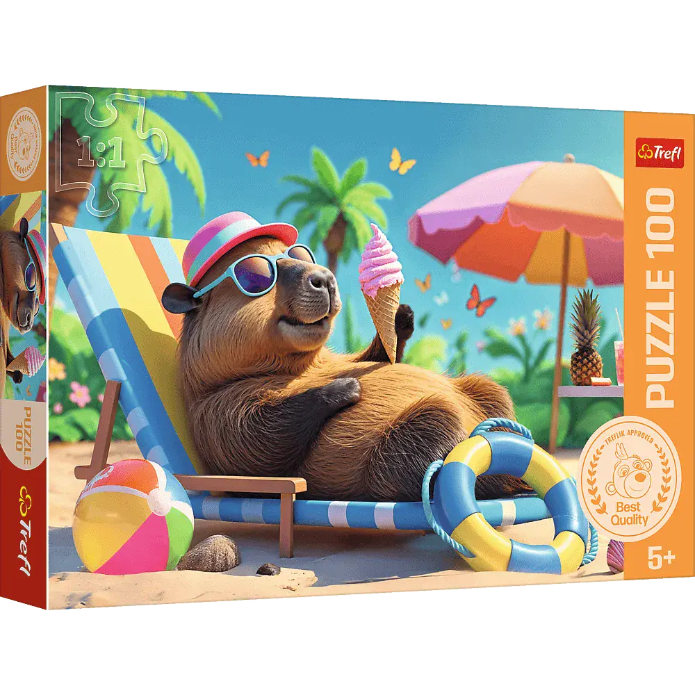 Puzzle 100 elementów. Relaks w stylu kapibary - Puzzle