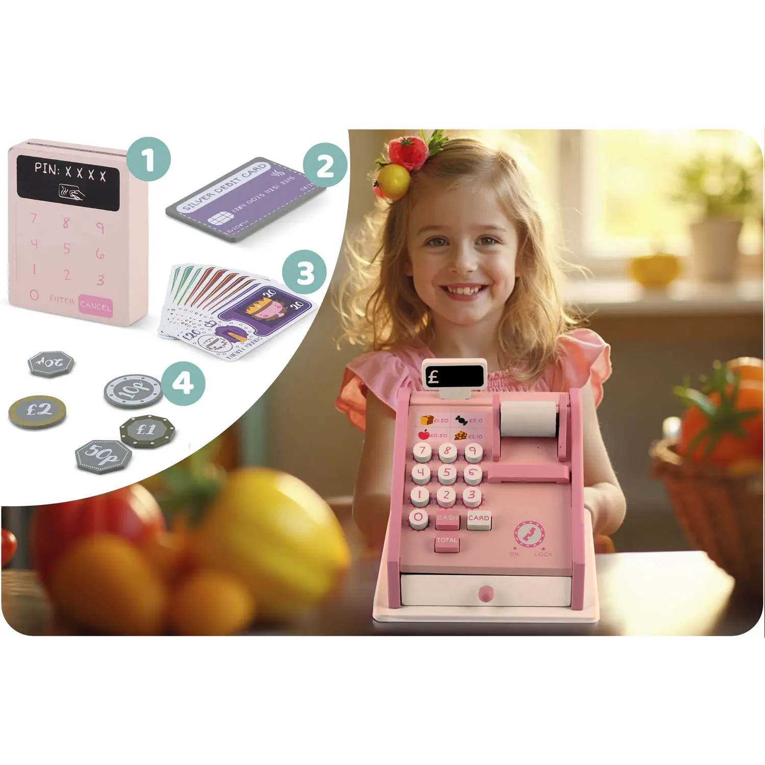 Drewniana zabawka kasa sklepowa RK-868 Ricokids - Zabawki