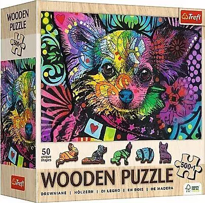 Puzzle drewniane 500 elementów. Kolorowy szczeniak - Puzzle