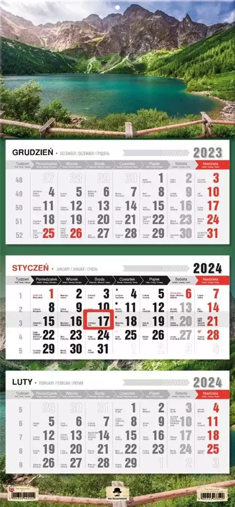Kalendarz 2024 trójdzielny Morskie Oko - Książki