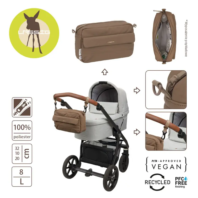 Lassig Torebka organizer do wózka 2w1 Hazelnut - Mama i dziecko