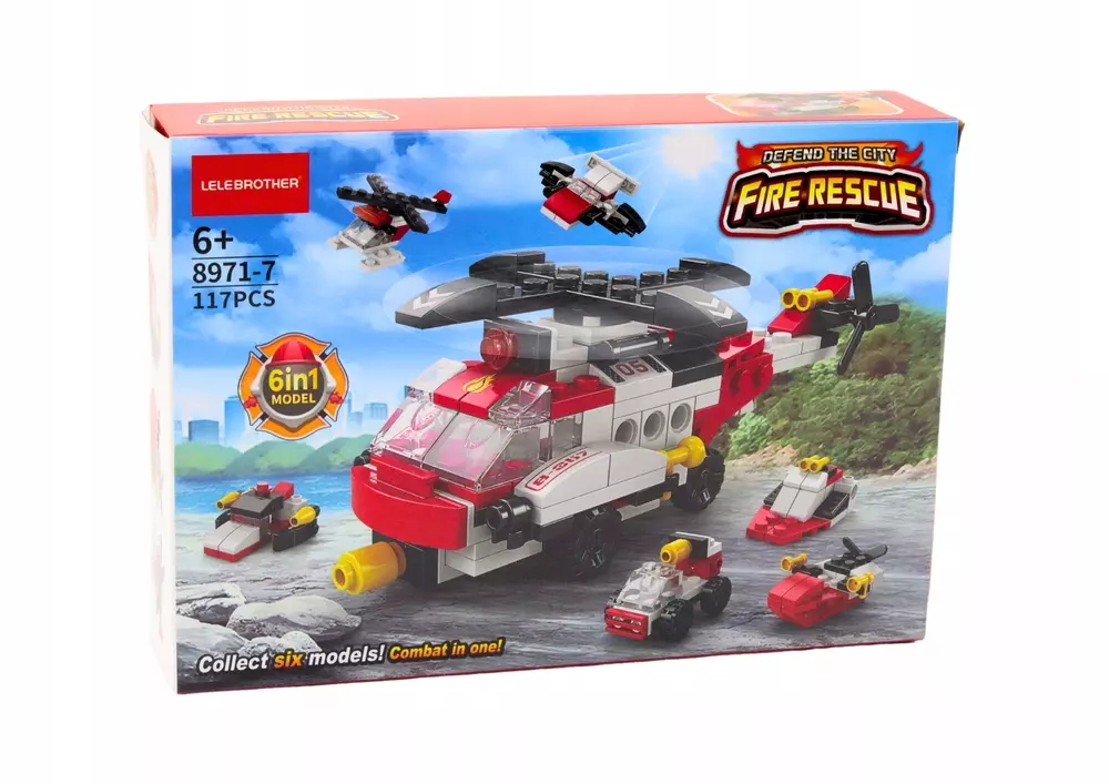 Klocki Konstrukcyjne Helikopter 6w1 Zestaw DIY Pojazdy 117 ele. - Zabawki