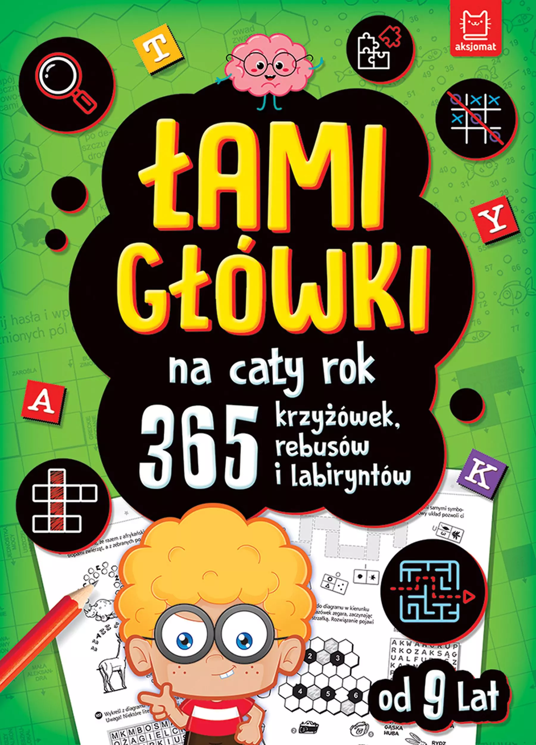 Łamigłówki na cały rok. 365 krzyżówek, rebusów i labiryntów. Zielona - Książki