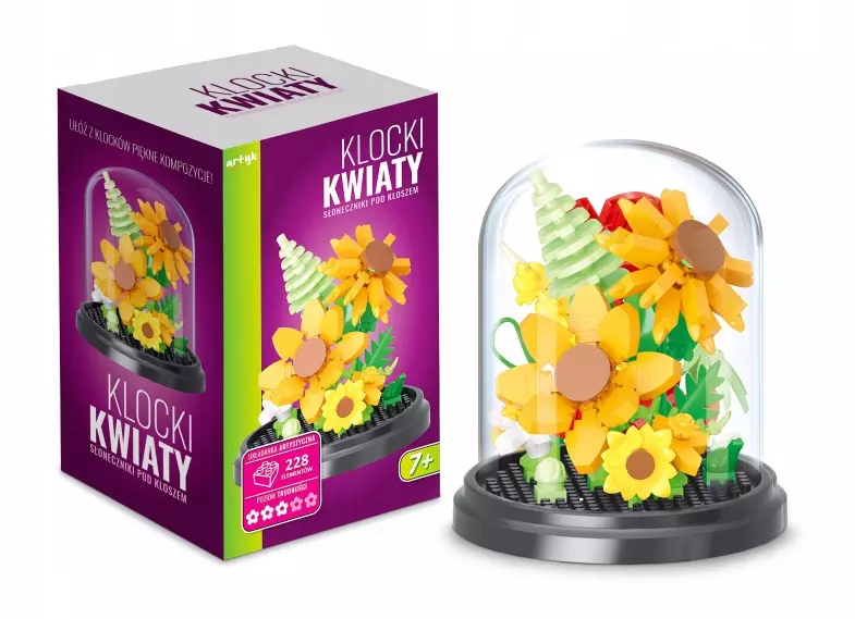 Klocki kwiaty Słoneczniki pod kloszem 228el 137013 - Zabawki