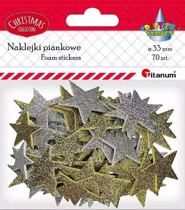 Naklejki piankowe gwiazdki 33mm 70szt. - Zabawki