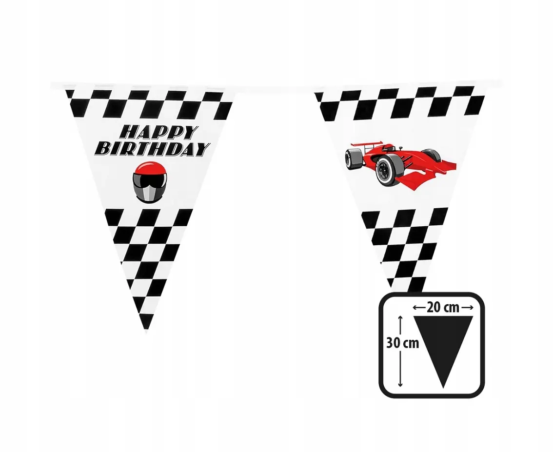 Baner Flagi Racing Dekoracja dla Fana Aut 30 x 20 cm 6 m. - Impreza