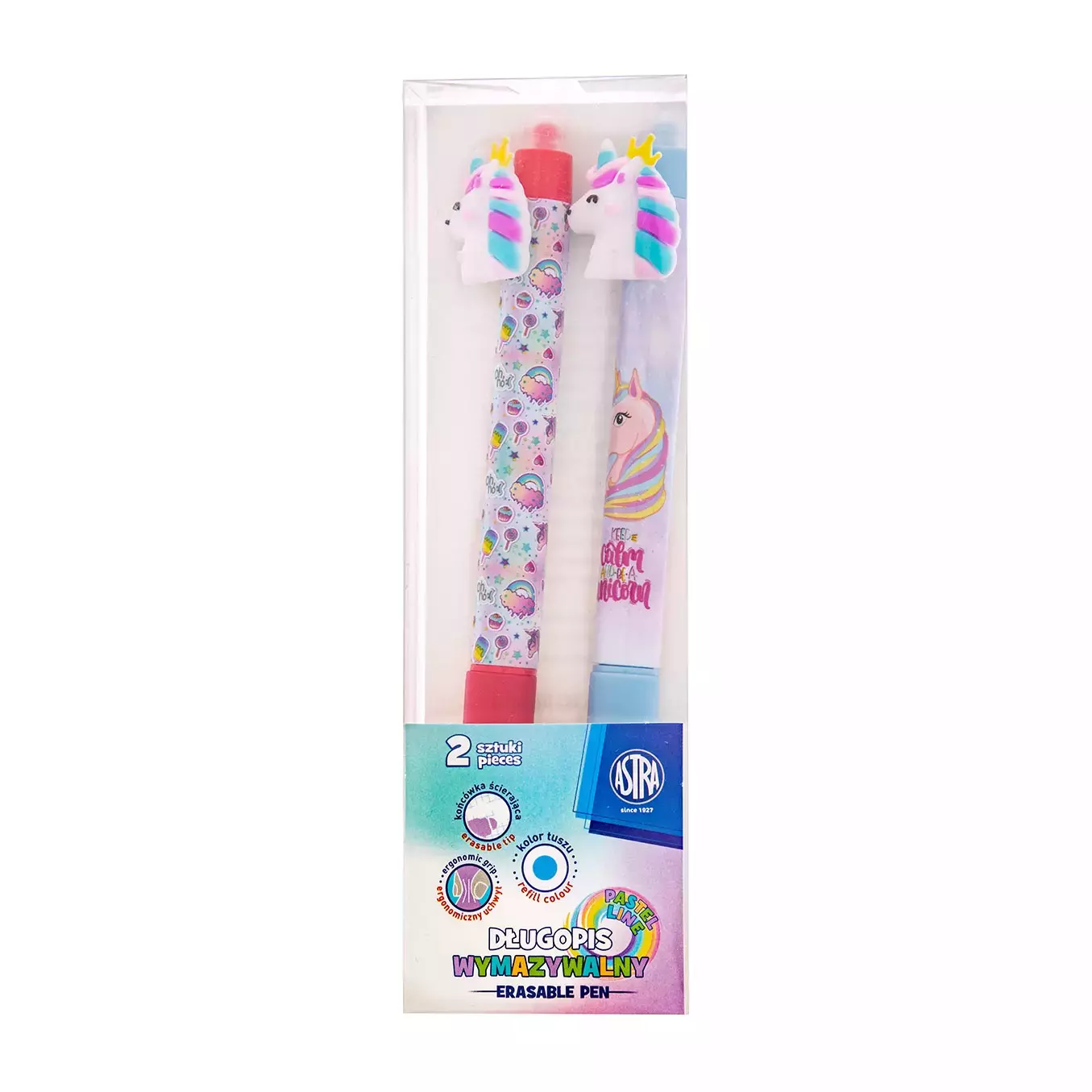 Długopis automatyczny wymazywalny z gumowym uchwytem Astrapen Oops Pastel Line Unicorn  2 szt. - Papiernicze i szkolne