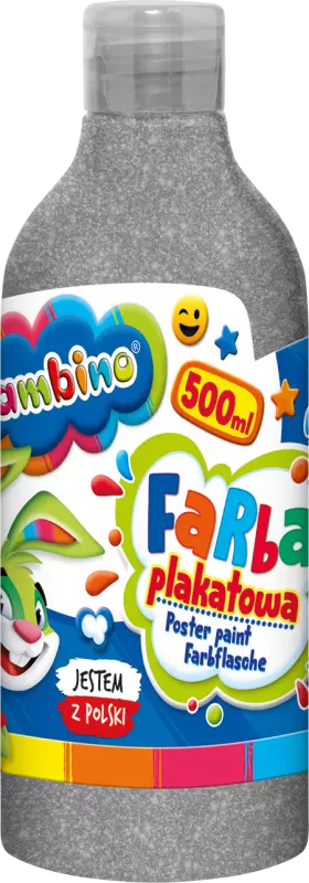Farba plakatowa 500ml BAMBINO w butelce srebrna - Papiernicze i szkolne