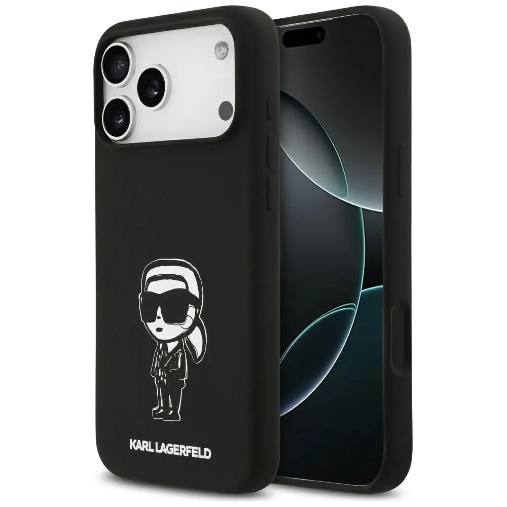 Etui Karl Lagerfeld Silicone Karl Sketch & Logo MagSafe na iPhone 17 Pro Max - czarne - Elektronika i akcesoria