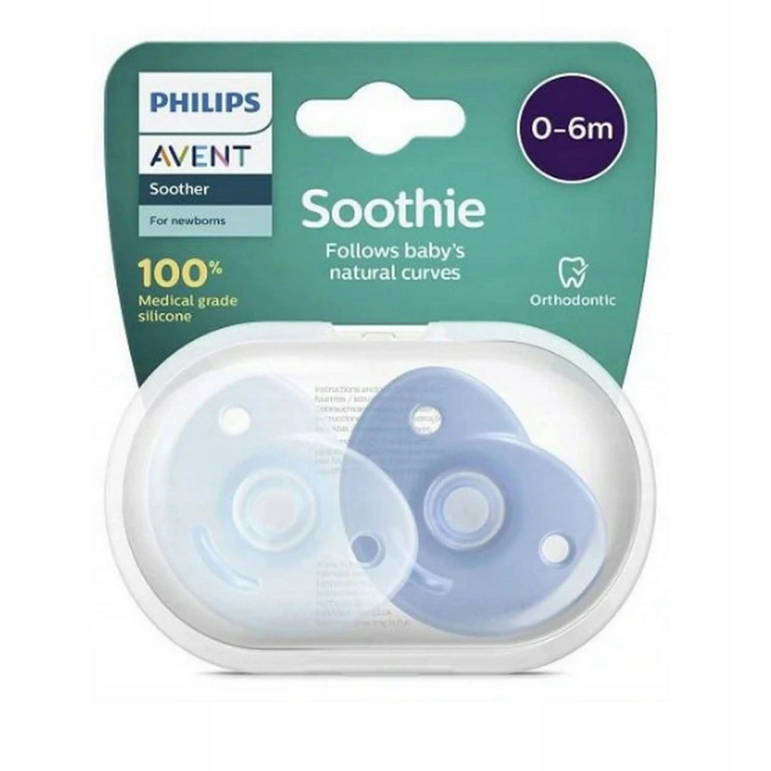 Smoczek Philips Avent ortodontyczny silikonowy niebieski 0+ 2 szt. - Zabawki