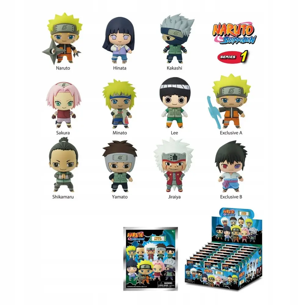 Naruto Shippuden 3D PVC Bag Clips Series 01 Display (24) - Zabawki