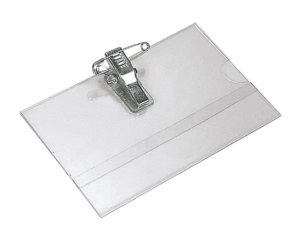 Identyfikator 90 x 55 mm oprawka PVC z klipsem, agrafką i wkładką CT-123(CD102) - Papiernicze i szkolne