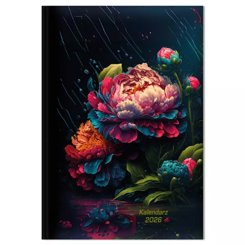 Kalendarz 2026 tygodniowy A5 Peonie neon SK1 - Książki