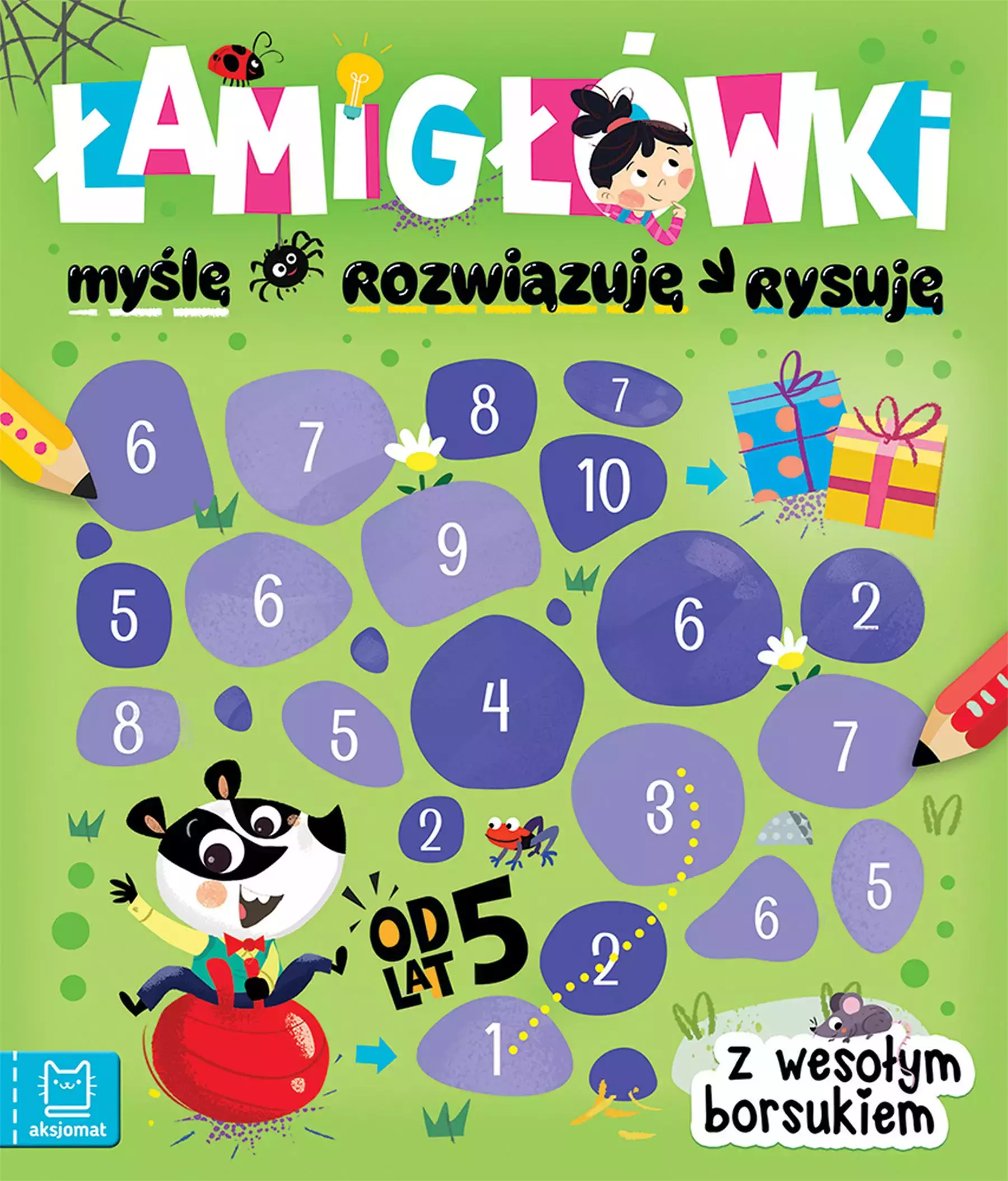 Łamigłówki z wesołym borsukiem. Myślę, rozwiązuję, rysuję - Książki