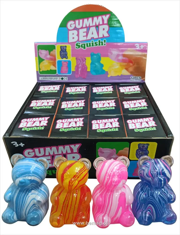 Gniotek gummy bear twardy pomazany w kartoniku Bemag (791740) - Zabawki