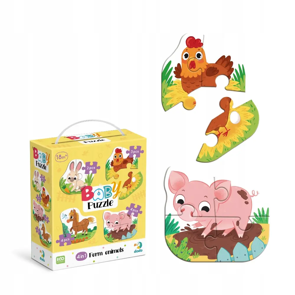 Puzzle Dodo Baby puzzle 4 w 1 "Zwierzęta z gospodarstwa" 300686 - Puzzle