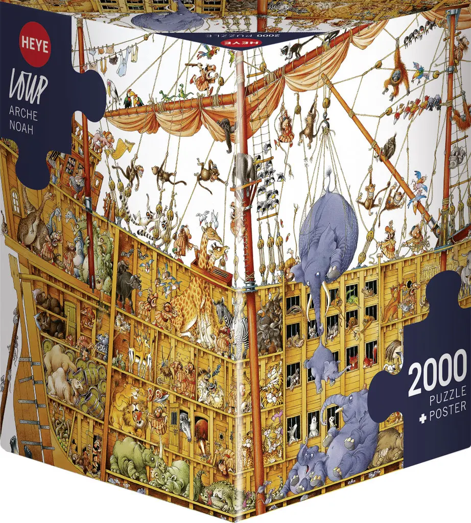 Puzzle 2000 elementów. Szalona Arka Noego + plakat - Puzzle
