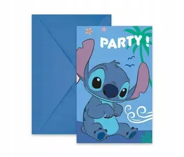 Zaproszenia z kopertami Stitch & Angel Disney 6szt - Impreza