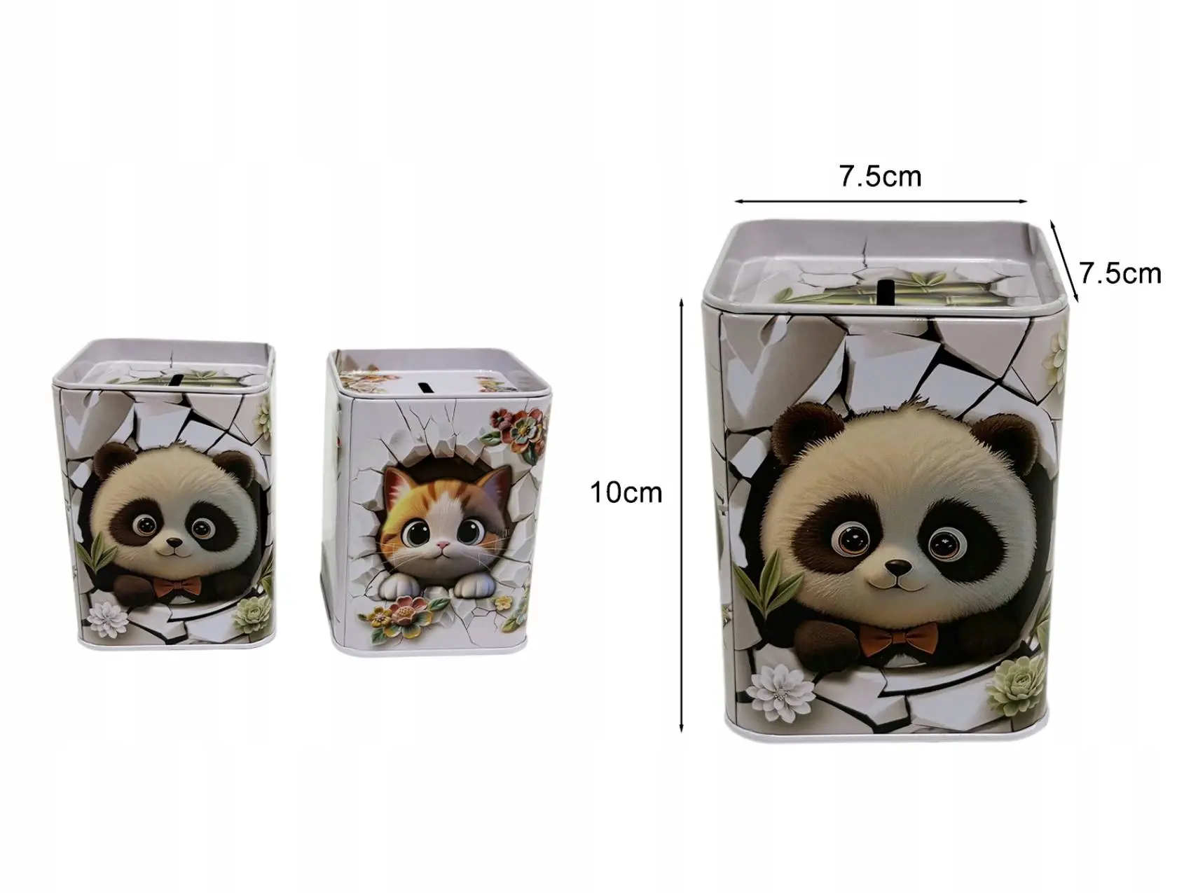 SKARBONKA metal panda i kotek 10x7,5 cm - Papiernicze i szkolne