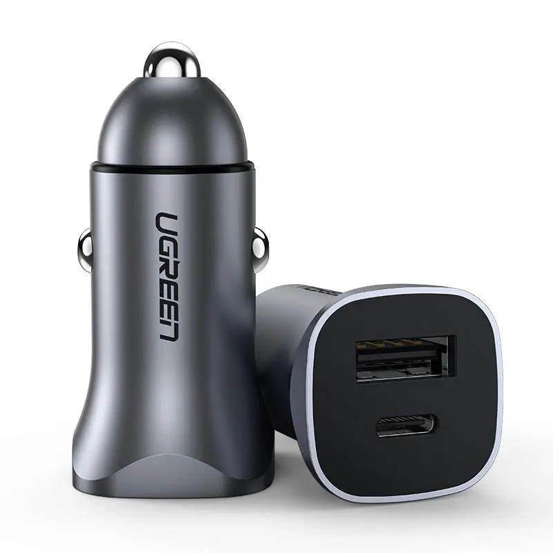 Ładowarka samochodowa UGREEN CD130 24W USB/USB-C (szara) - Elektronika i akcesoria