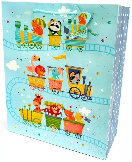 Torebka ozdobna matowa 26x32x12cm Ciuchcia - Papiernicze i szkolne