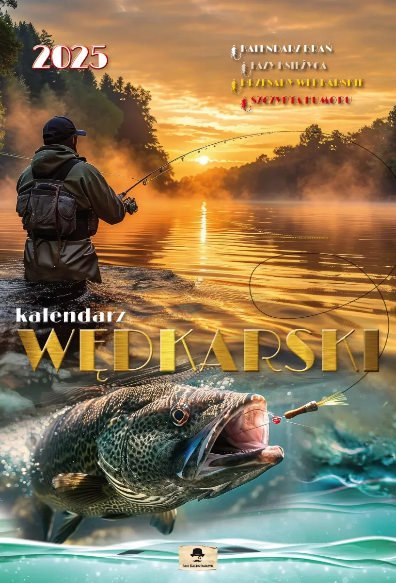 Kalendarz 2025 ścienny planszowy 32x47cm WĘDKARSKI - Książki