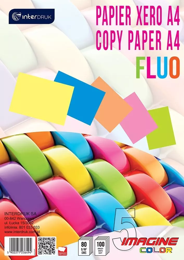Papier ksero, A4/100, 5 kolorów - Papiernicze i szkolne