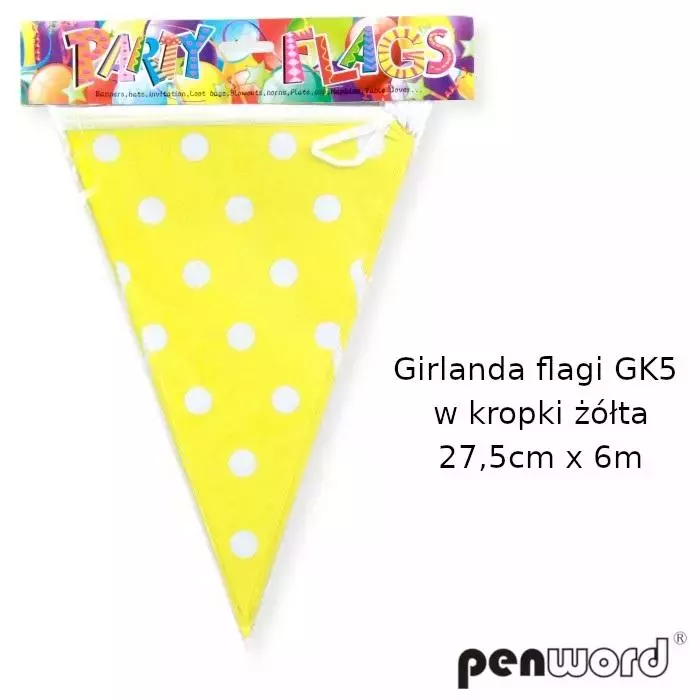 Girlanda flagi w kropki żółta 27.5cmx6m - Książki