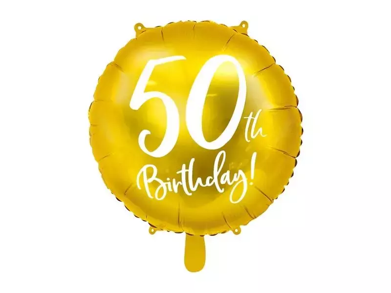 Balon foliowy 50th Birthday 45cm złoty - Papiernicze i szkolne