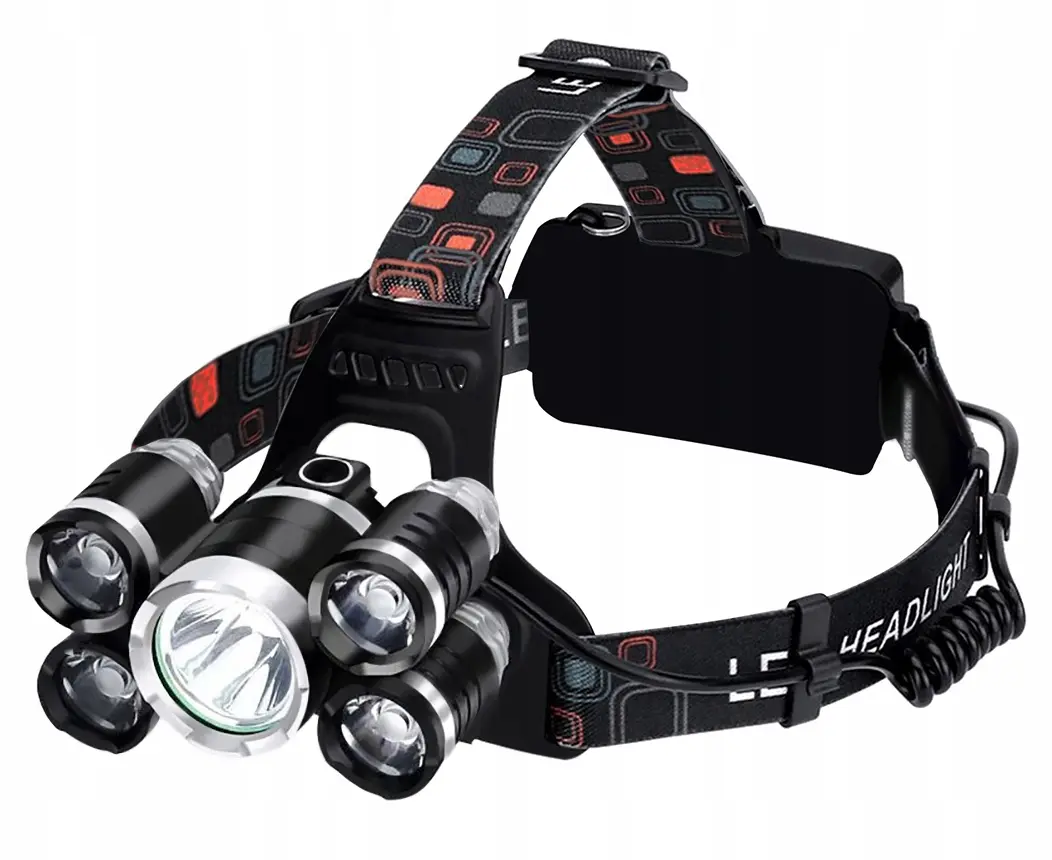 Latarka czołowa 5 x LED T6 CREE - Elektronika i akcesoria