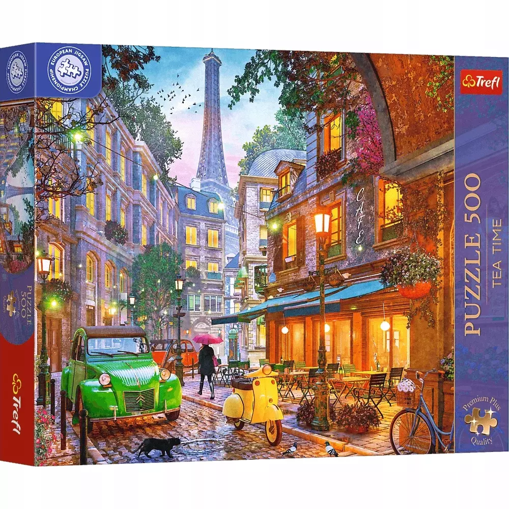 Puzzle 500 elementów. Premium Plus Quality. Mistrzostwa Europy. Tea Time: Kawiarnia w Paryżu - Puzzle