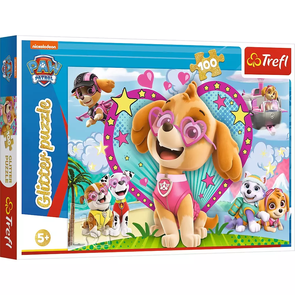 Puzzle 100 elementów. Glitter. Psi Patrol. W blasku Skye - Puzzle