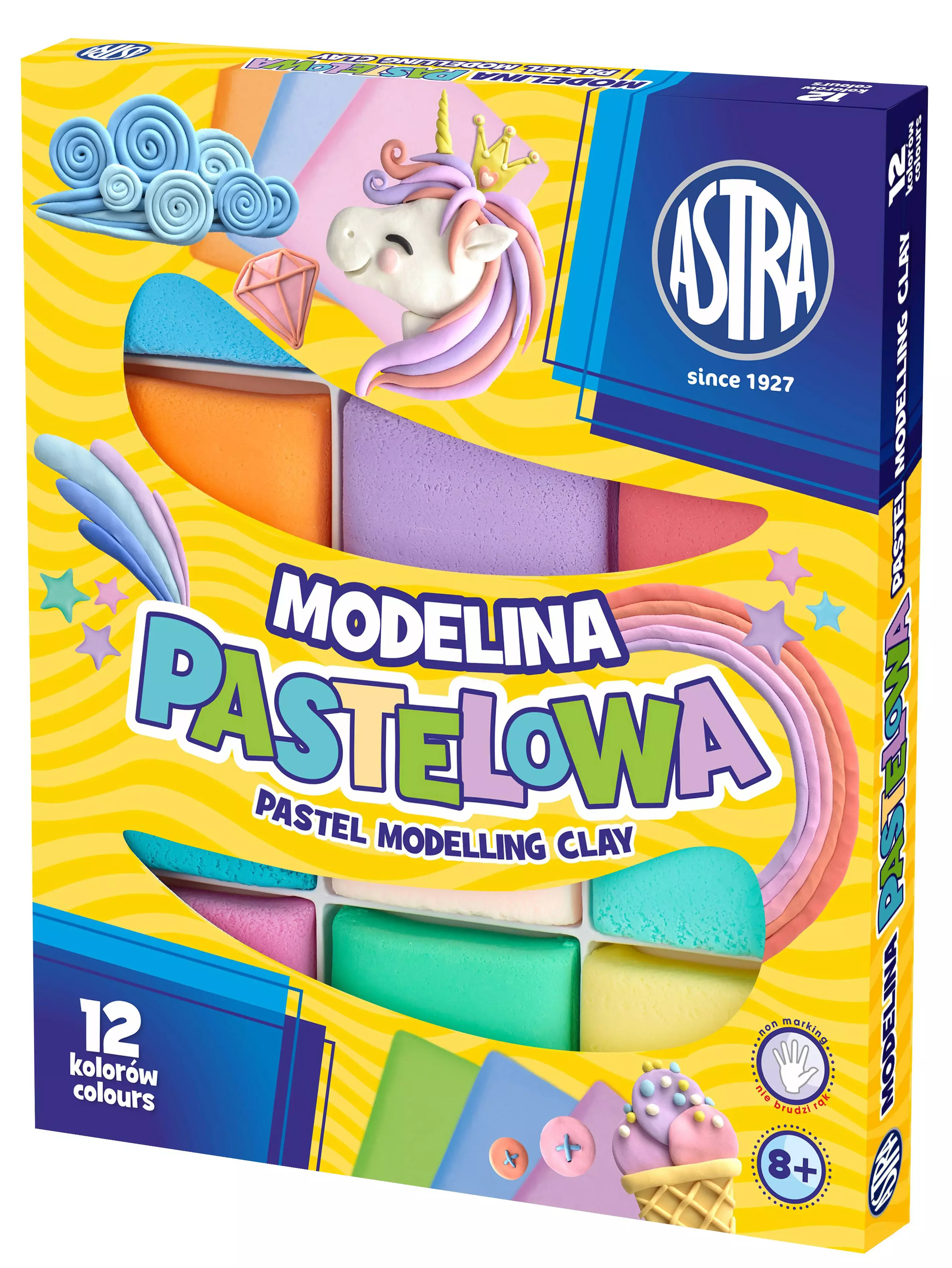Modelina pastelowa, 12 kolorów - Papiernicze i szkolne