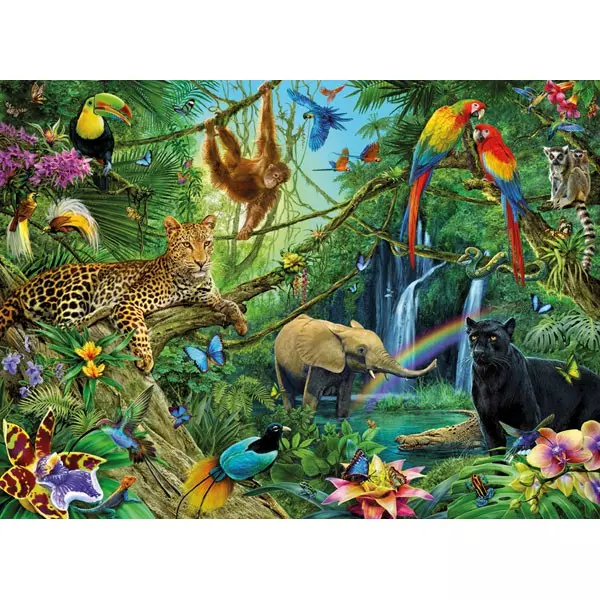 Puzzle XXL 200 elementów. Zwierzęta w dżungli - Puzzle