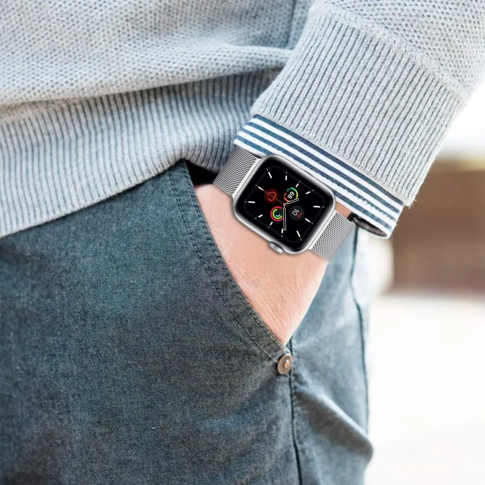 Tech-Protect Milaneseband Apple Watch 8 / 9 / 10 / 11 / SE (40 / 41 / 42 mm) Silver - Elektronika i akcesoria