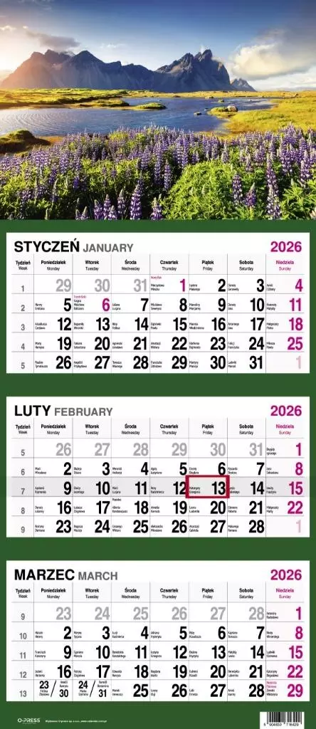 Kalendarz 2026 Trójdzielny Góry - Książki