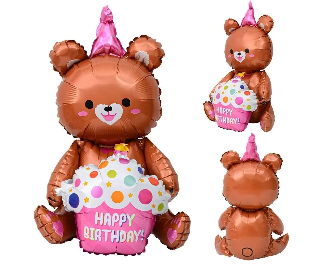 Balon foliowy Miś z tortem urodzinowym 58x42cm - Papiernicze i szkolne
