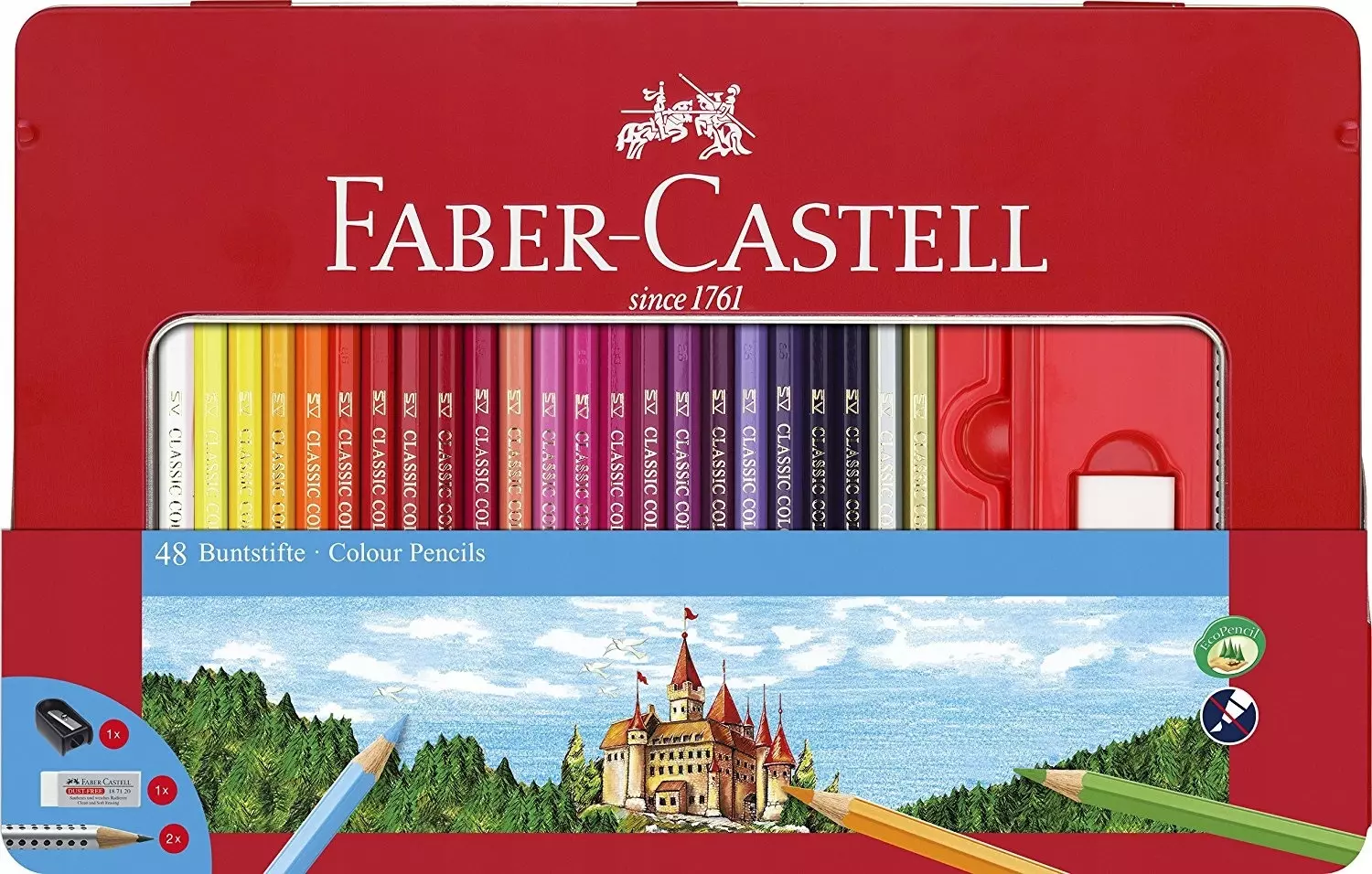 Kredki ołówkowe Zamek Faber-Castell 48 szt. w opakowaniu metalowym - Papiernicze i szkolne